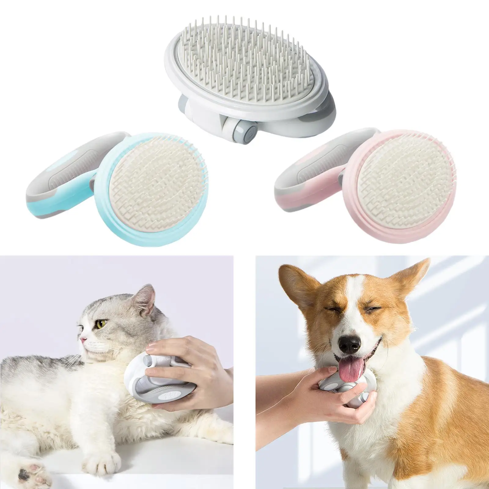 Cat Brush Grooming with Adjustable Handle for Dog Hair Washing