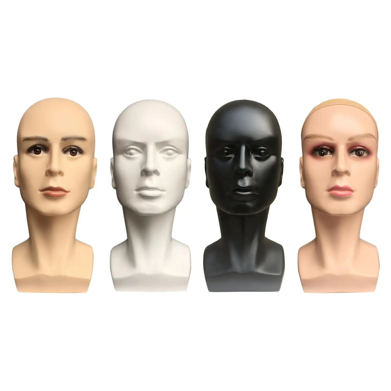 Male Bald Mannequin Head Manikin Wig Head Stand for Hats Wigs Making Styling