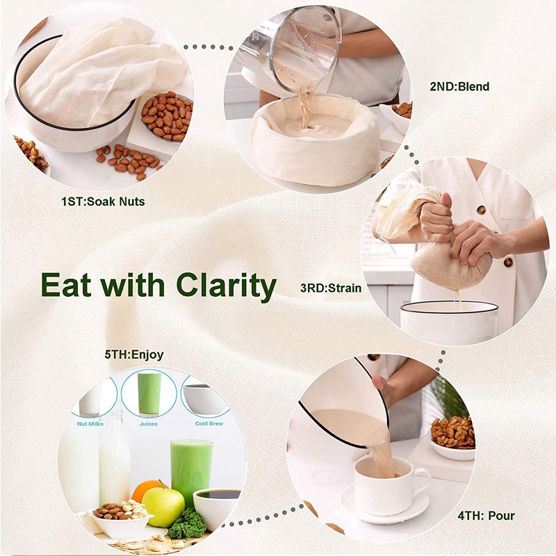 Reusable Cheese Cloth Filter Bags for Tea Yogurt Cold Brew Milk Tea Strainers Soap Herbs Spice Strainers Muslin Drawstring Bags