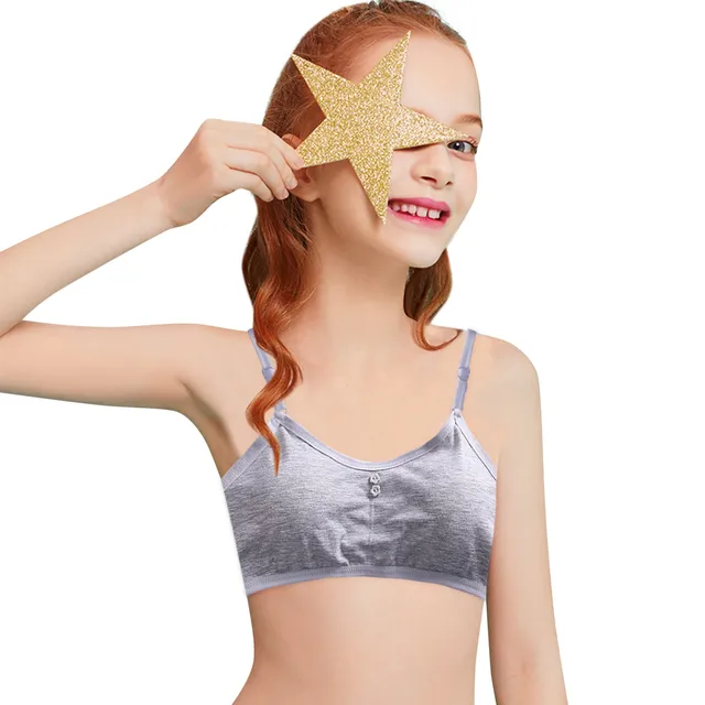 Cotton Training Bras for young kid girls 8-16 years old children bra with  wireless and removable thin pad two hooks - AliExpress