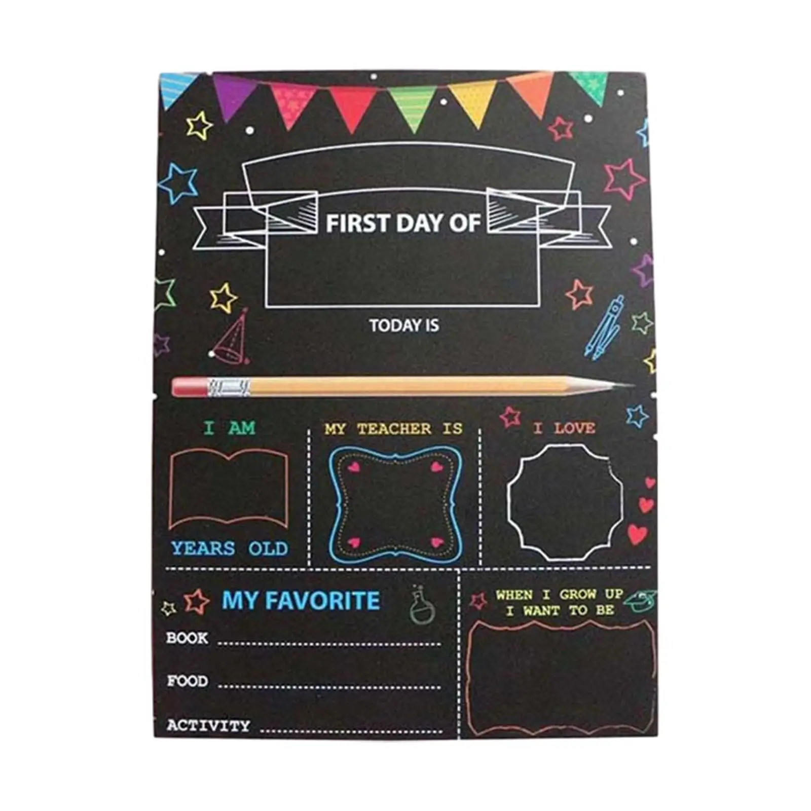 First Day of School Board Sign Double Sided 30.5x22.5cm Easy to Clean Portable Office Reception Nursery Milestone Chalkboard