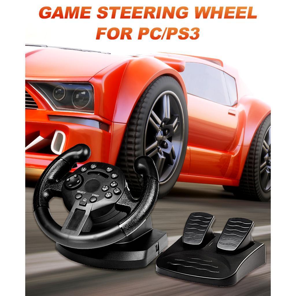 Steering Wheel with Pedals For PS3/ 3 PC, Steering Wheel Controller Accessory for Console Car Racing Driving Games