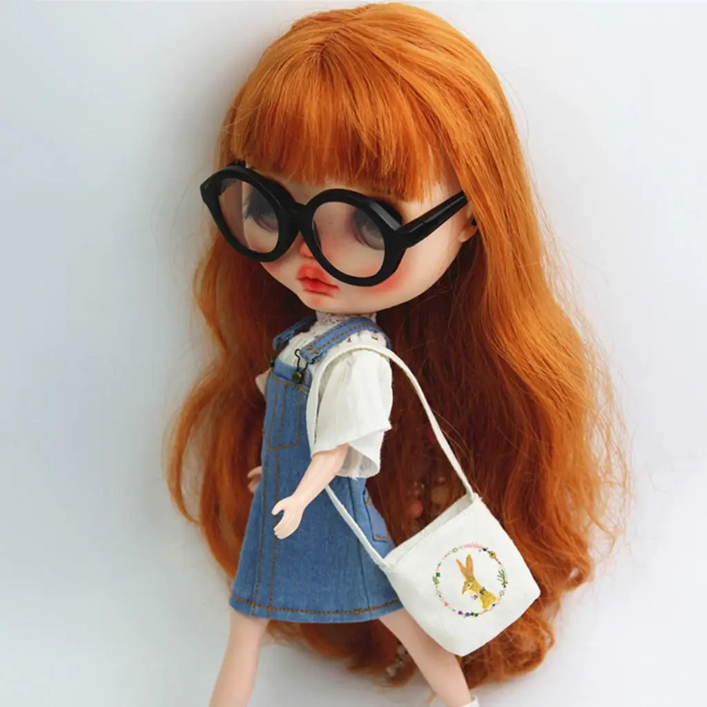 Handmade Trendy Cute Rabbit Printed Shoulder Bag Handbag for 12`` Blythe Doll Clothing