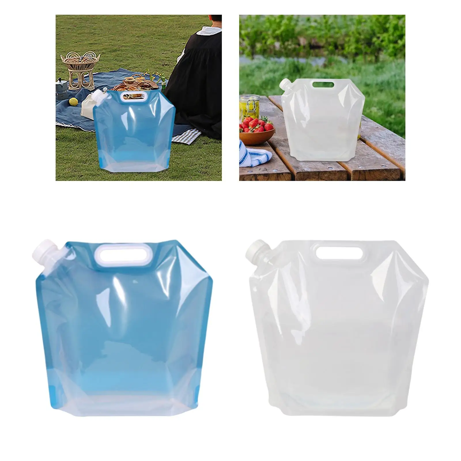 Outdoor Folding Water Bag Carrier 5 Liters Outdoor Drinking Tool Easily Fill and Pour Out 32.5x30cm Leak Proof with Handle