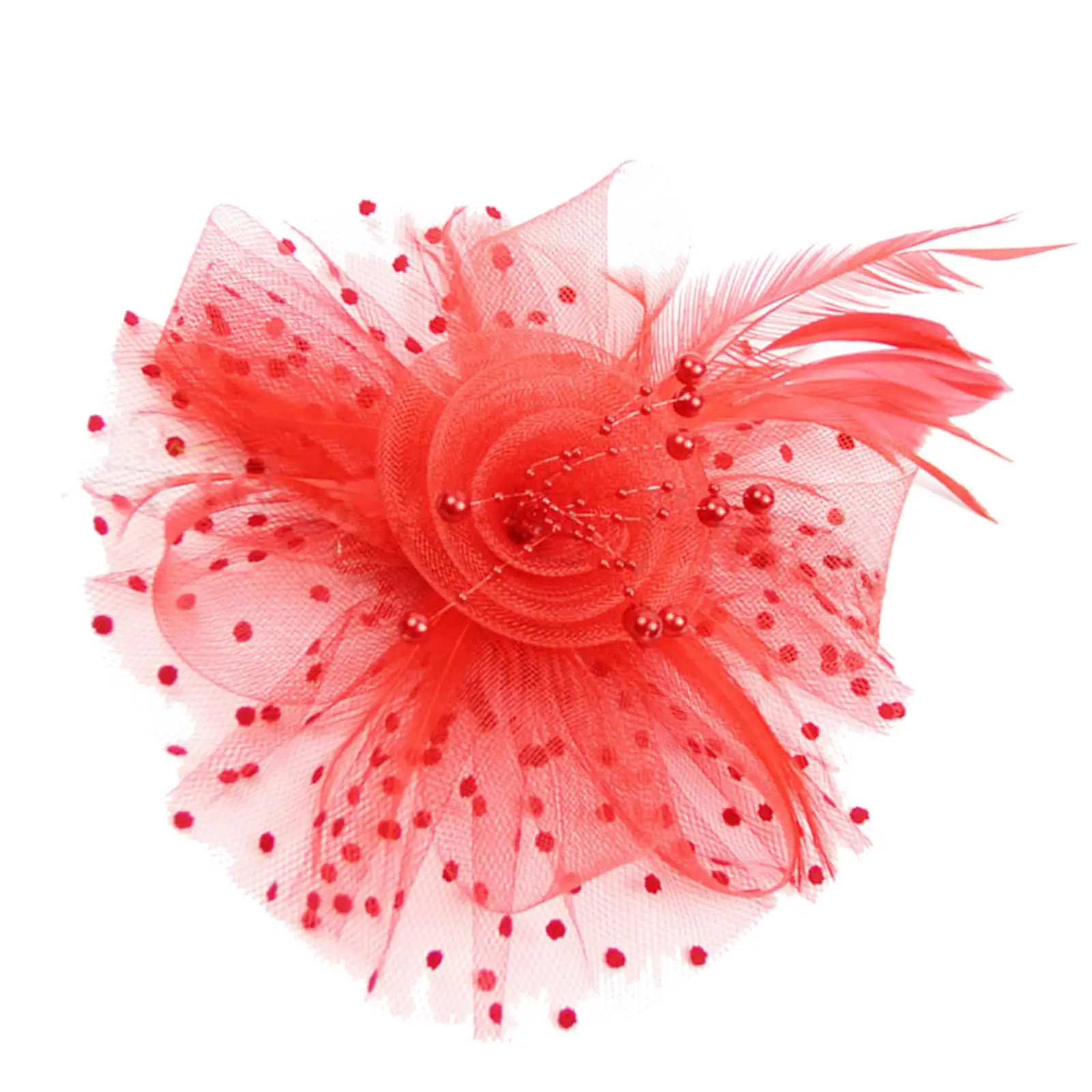 women Flower Mesh Feathers Hair Clip Headdress Church Hat Headpiece for Tea Party Wedding Cocktail Costume Accessories
