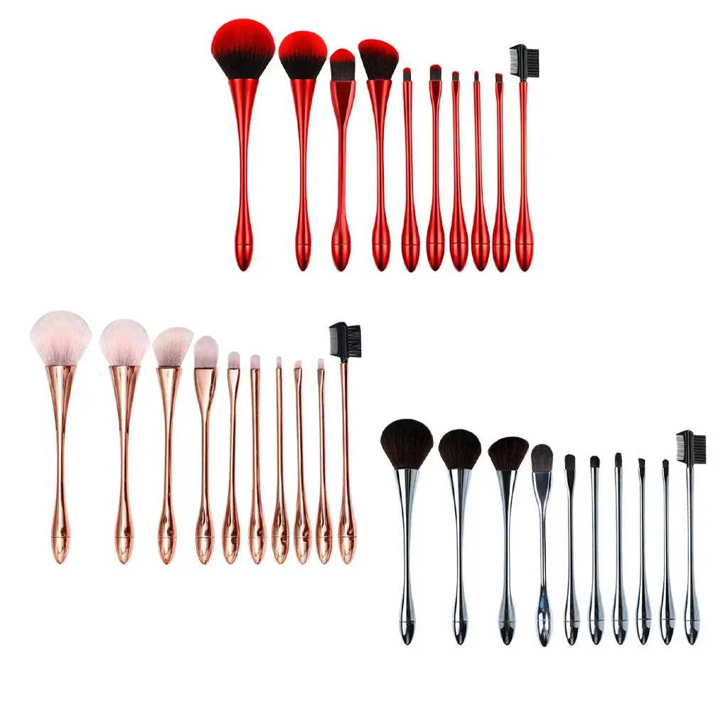 10 Pcs Makeup Brushes Soft Synthetic Beauty Tool Kit for Powder Eyebrow Neck