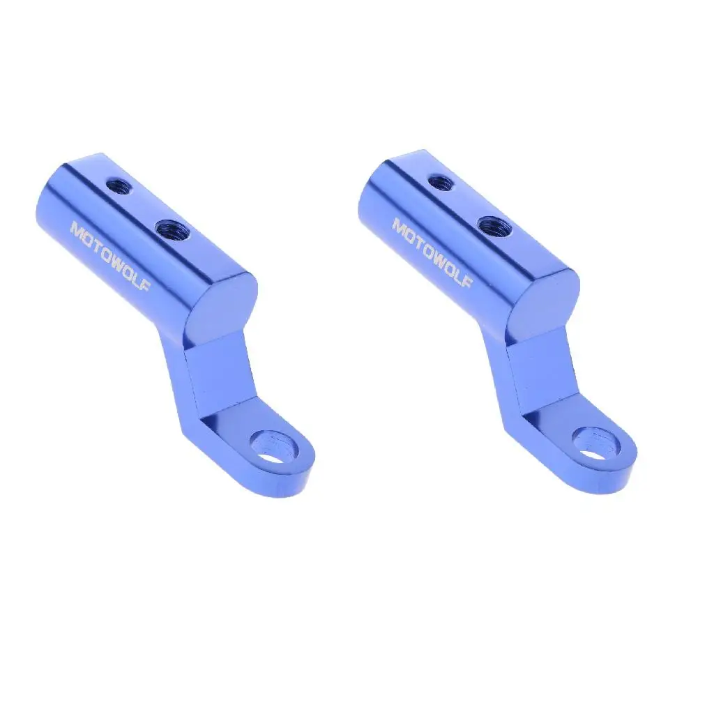2 Pieces Motorcycle Rearview Mirror Expander Bracket Adapter Mount Blue