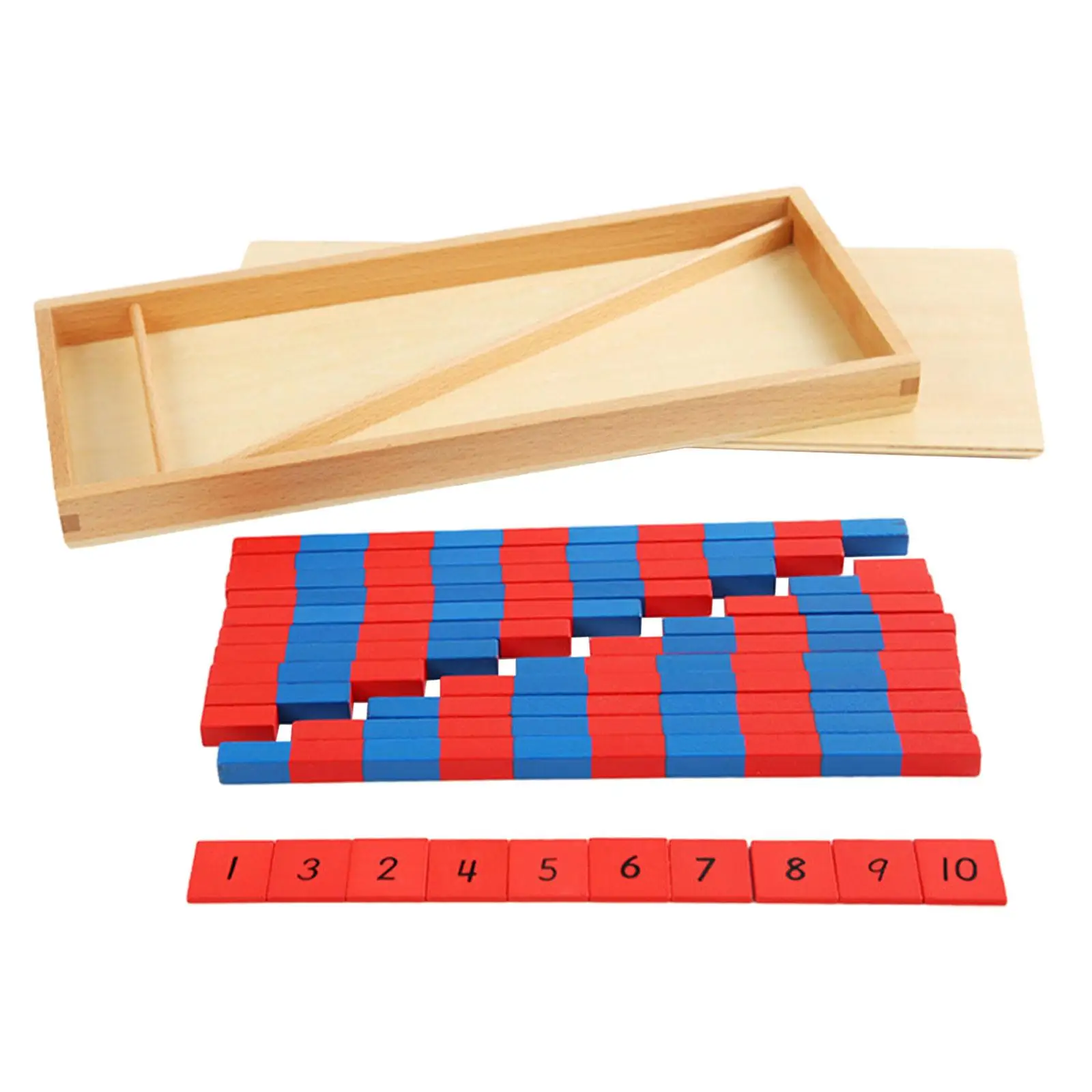Montessori Red Blue Number Rods Math Games Counting Rods Wood Developmental Toy Multifunctional for Activities Daycare
