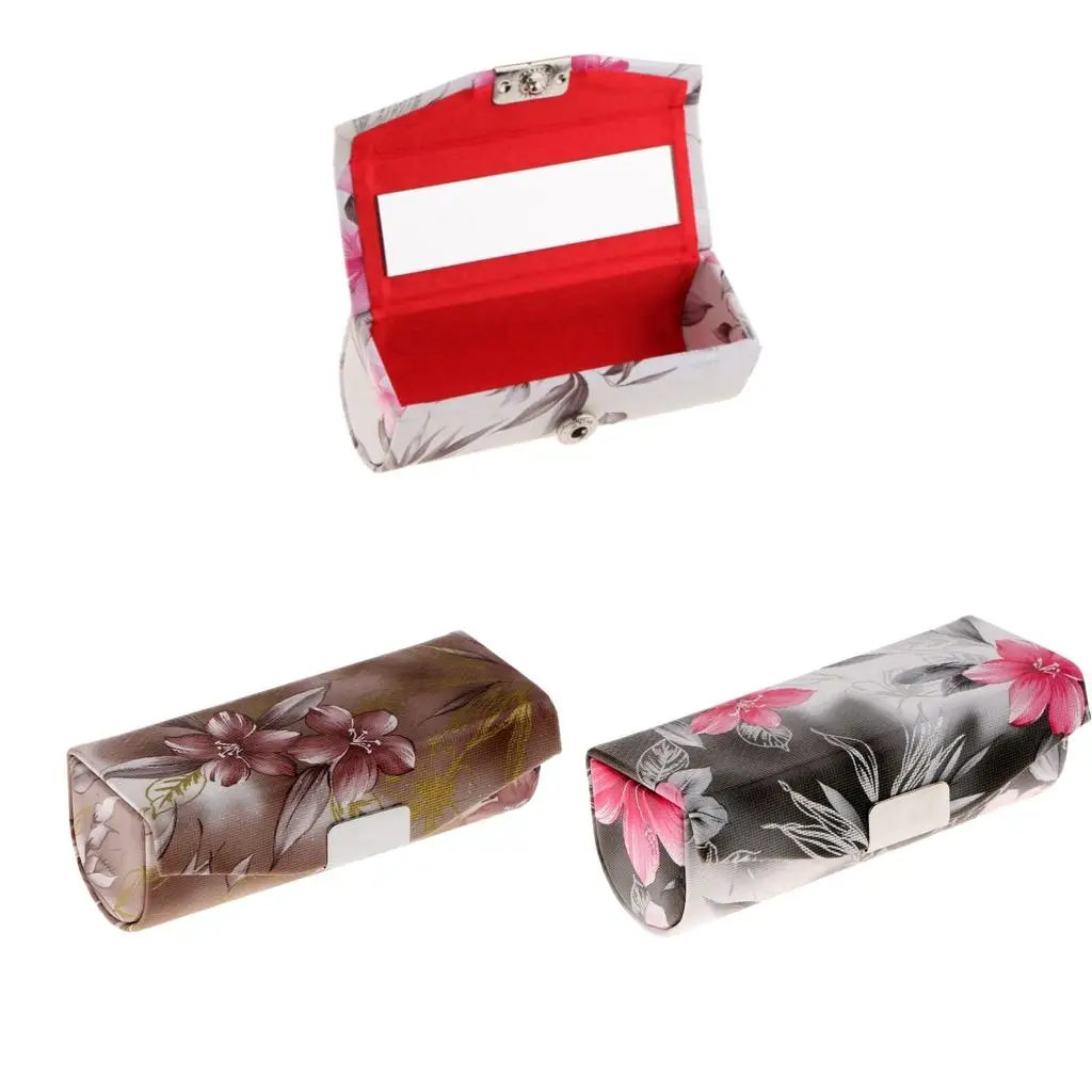 PU Leather  Case Holder - Organizer Bag for Purse-  Holder- Durable Soft Cover  Storage With Mirror 