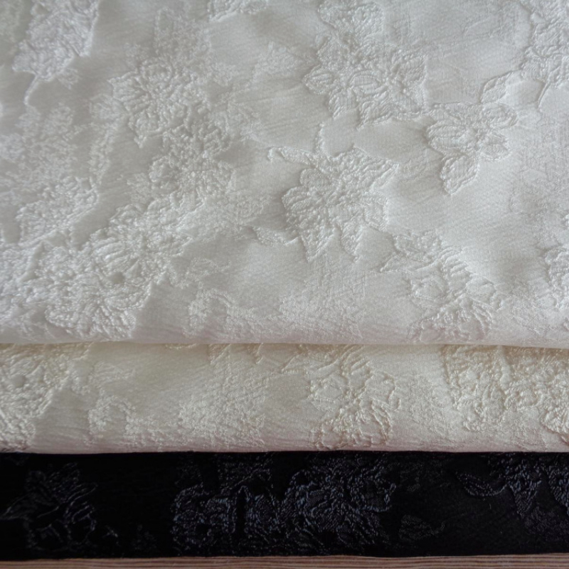 Plain Schwarz Weiß Apricot Muster Jacquard Kleidung Stoff Kleid Nähen Tuch Tür Vorhang Vorhang Tuch Unterstützung Tropfen Verschiffen – Detail 1
