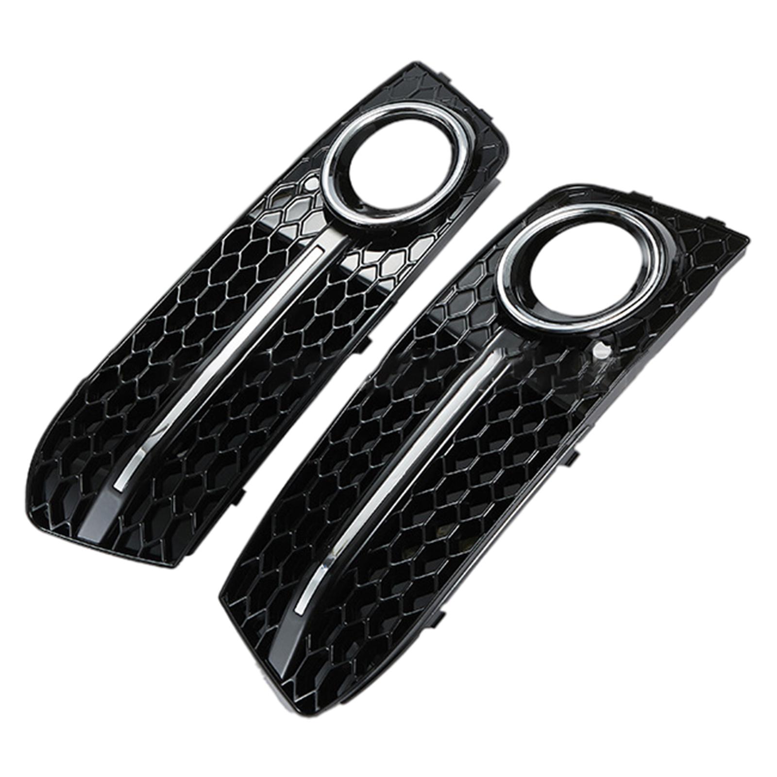 Pair of Front Fog Light Grille Replaces ABS Plastic Black Lamp Grill for Audi A4 B8 2008-2012 for A4L RS4 S4 Front Bumper