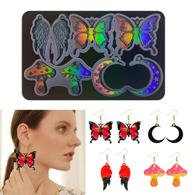 R3MC Resin Silicone Mold Light Shadow Butterflies Keychain Pendant Earrings Mould