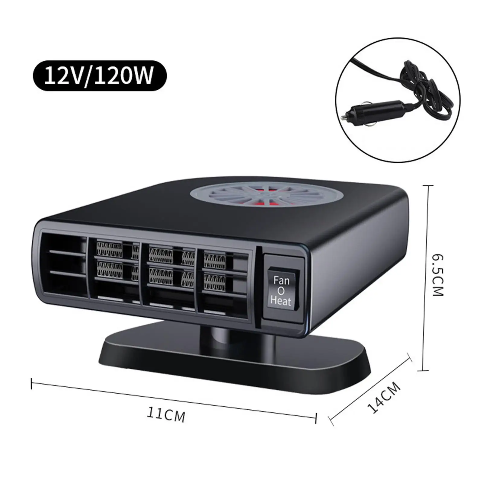 2 12V 120W Purify Heater 2 Gear Rotatable for Automobile RV Vehicle
