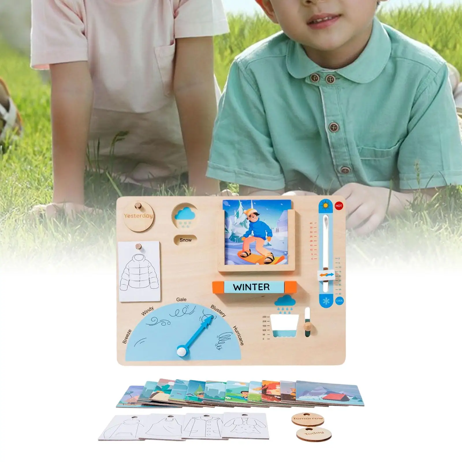 Montessori Weather Station Toys Climate Teaching Toy Early Educational Toy Matching Game for Kids 4 5 6 Birthday Gifts