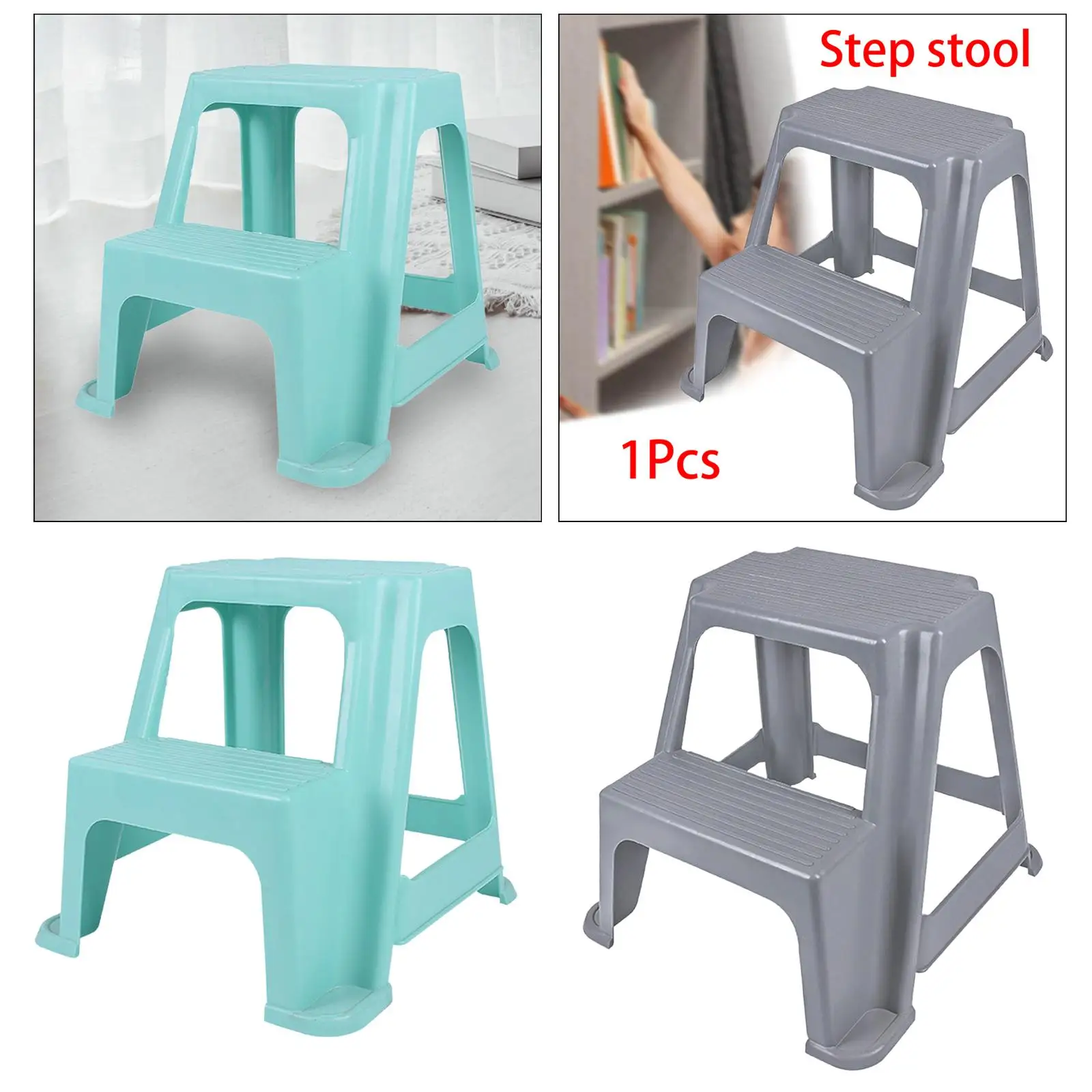 2 Step Stool Dual Height Stepping Stool Stepstool for Kids Elderly Toddlers