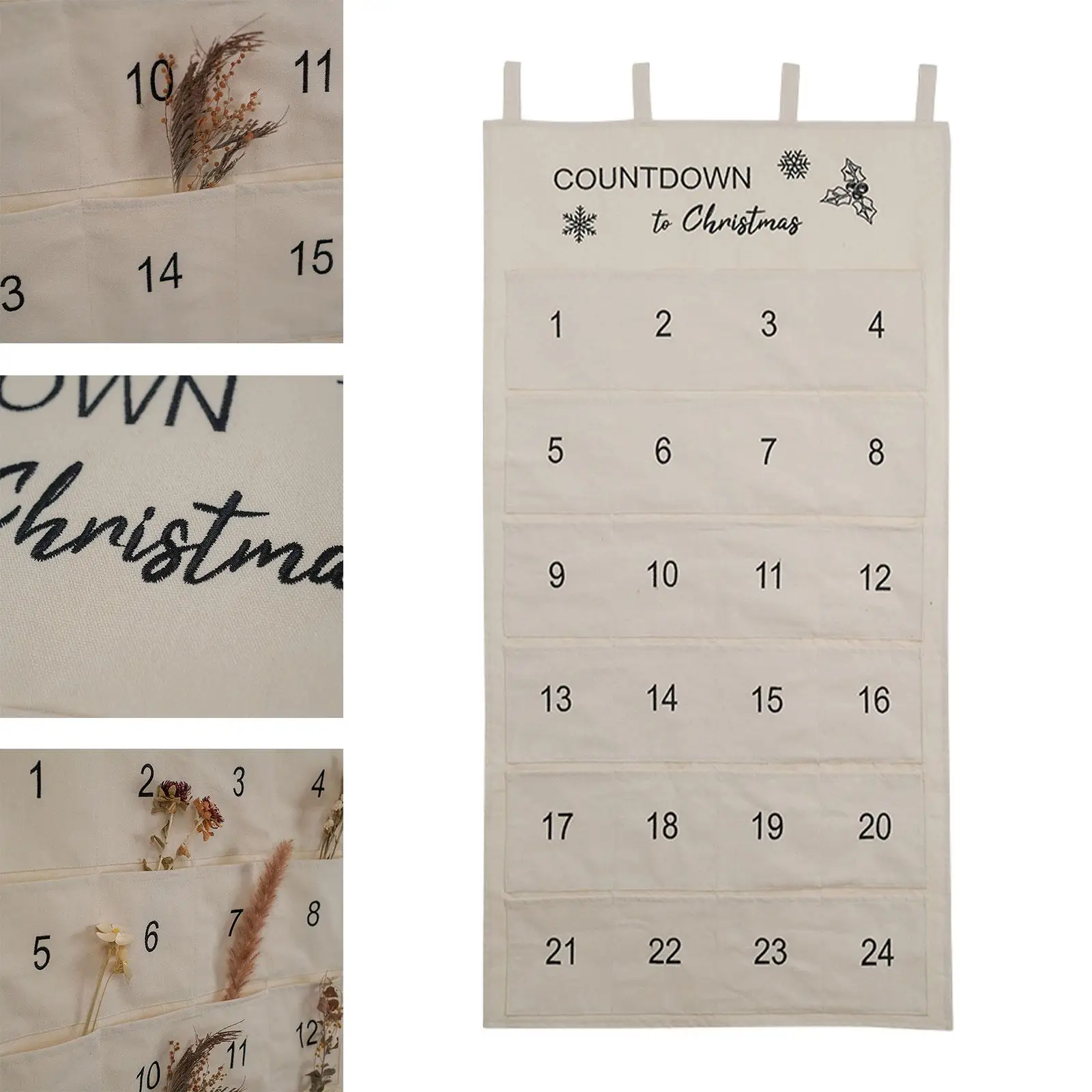 Christmas Advent Calendar 2023 Hanging Storage Bag Xmas Decoration 24 Pockets