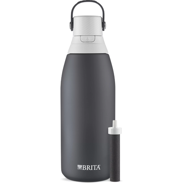 Brita Premium Stainless Steel Leak Proof Filtered Water Bottle, Silver, 32  oz