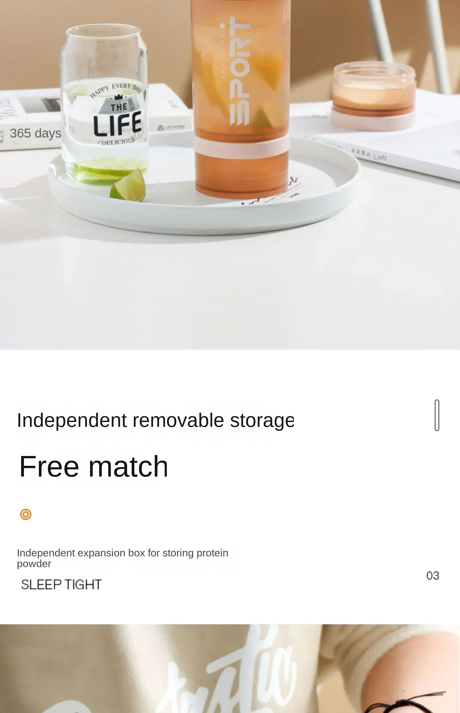 Description Picture 6 of item450ml Plastic Water Bottle Three Layer Protein Powder Shaker Large Capacity Stirring Cup Portable Exercise Shaker Spring Cup