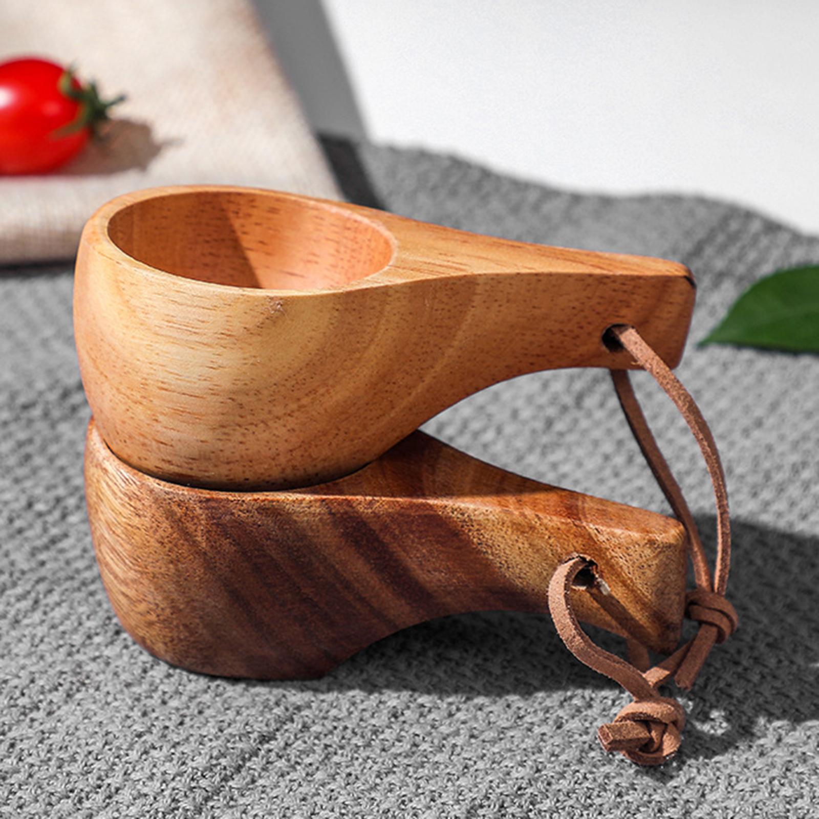 Wooden Cup Portable Lightweight Wooden Camp Cup Outdoor Nordic Style Durable Wooden Water Coffee Mugs Camp Cooking Supplies