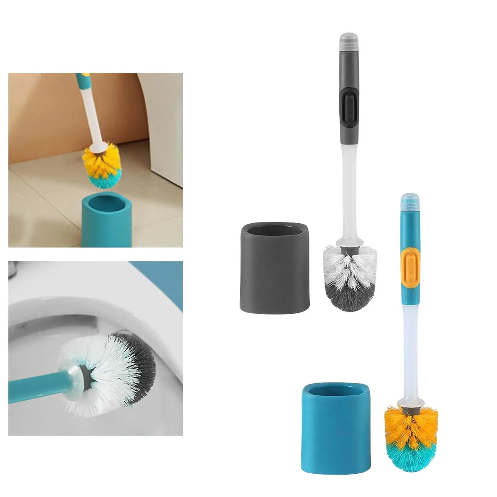 Toilet Brush and Holder Set with Soap Dispensing Toilet Bowl Brush Long Handled Deep Cleaning Toilet Cleaning Tools Bathroom