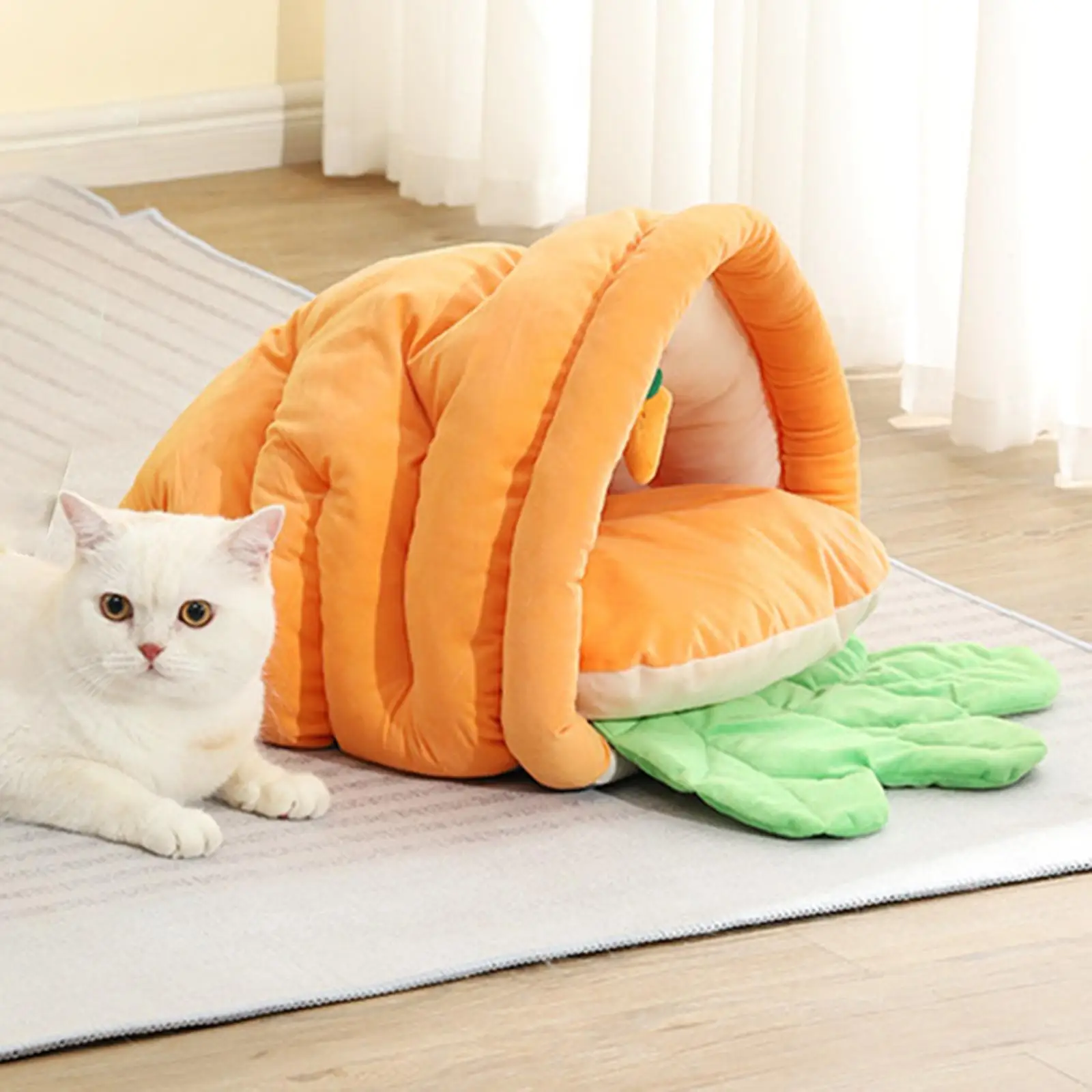 Comfortable Cat Beds with Ball Warm Nest Cushion Anti Slip Bottom Pet Bed for Kitty