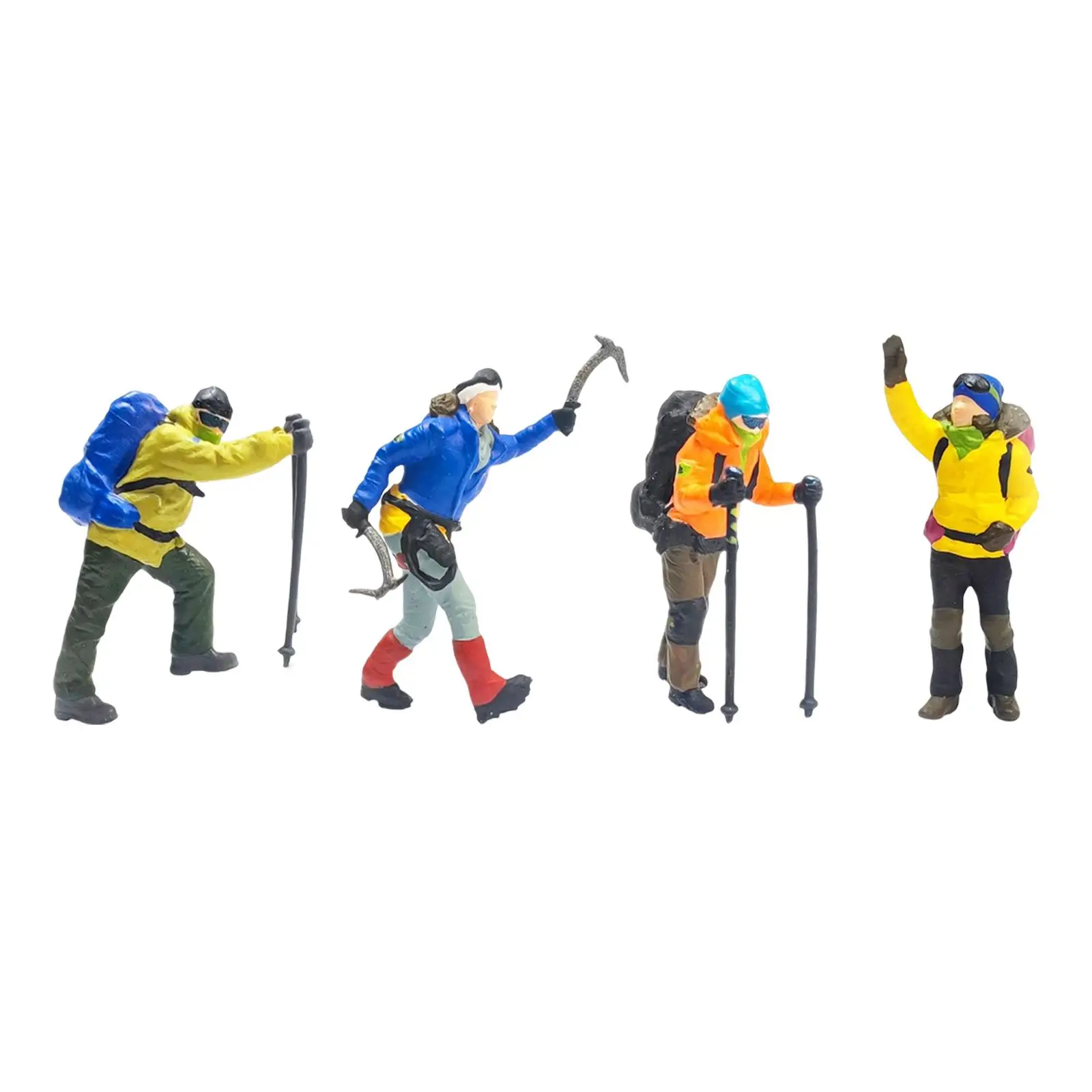 Resin 1/64 Climbing People Figurines Mountaineering People Figurines Ornament for Diorama DIY Scene Dollhouse Layout Decor
