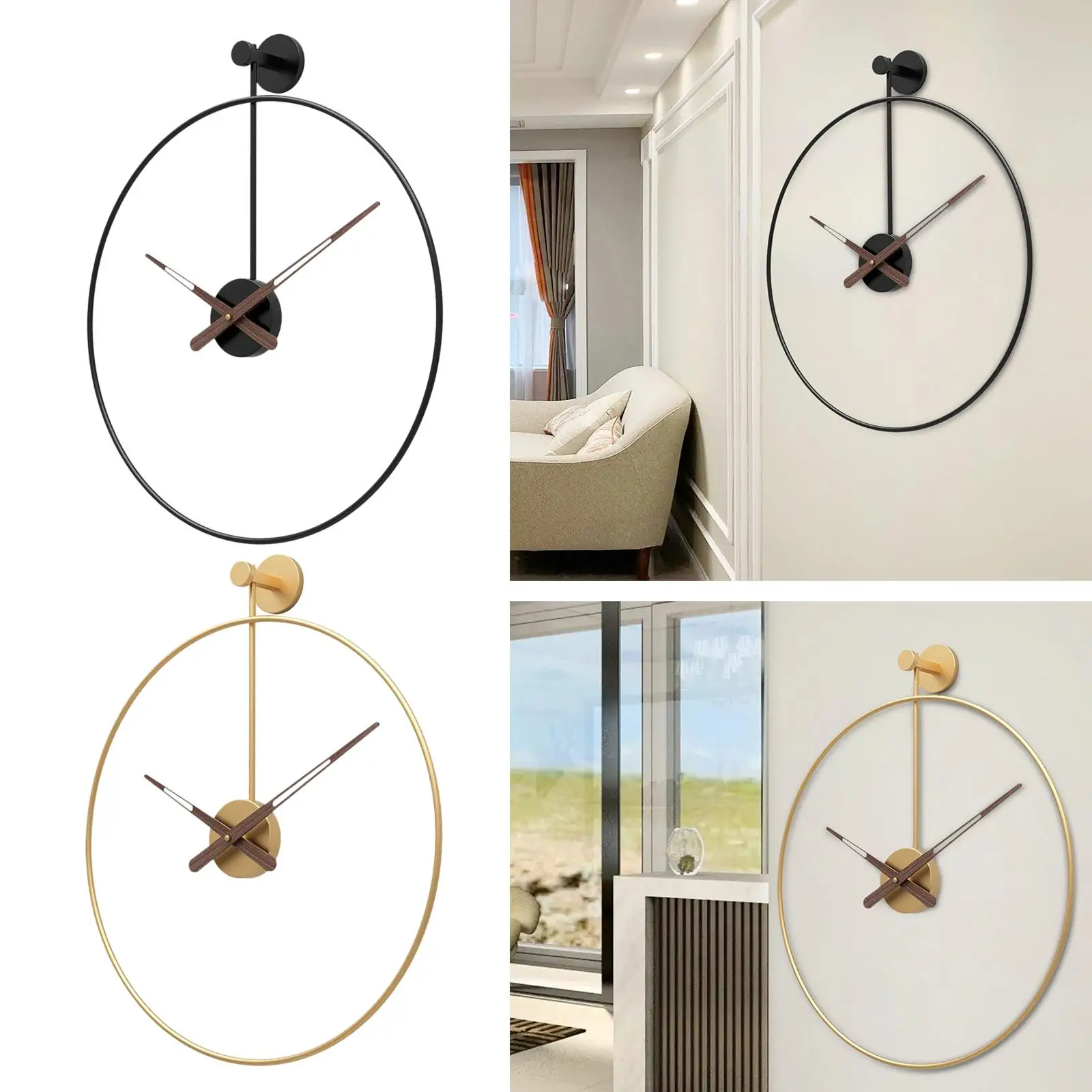 Nordic Wall Clock Iron Silent Non Ticking Simple Decorative Single for Living