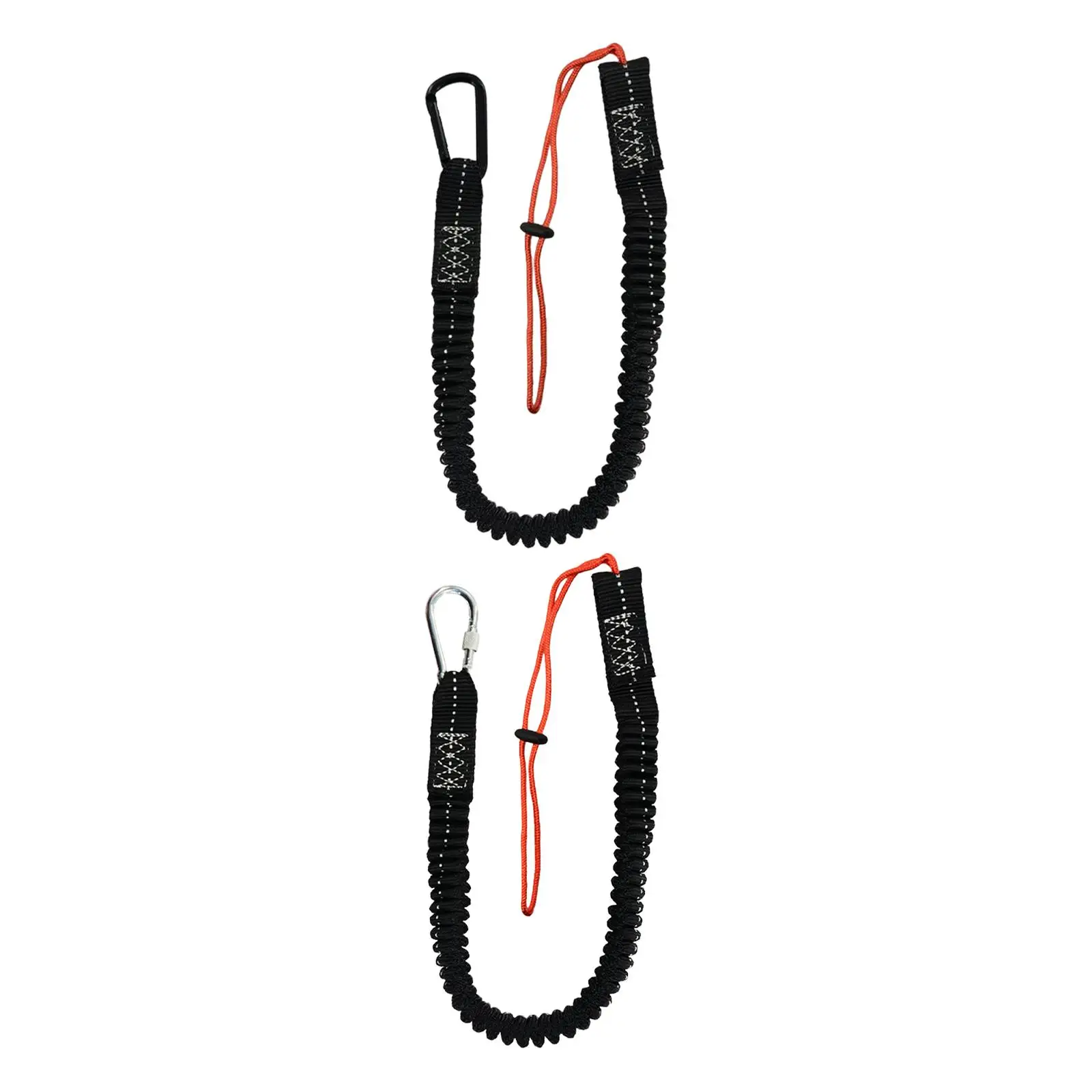 Tool Lanyard Adjustable Loop End Elastic Rope Leash Self Locking Carabiner Clip Bungee Cord for Outdoor Climbing Mountaineering