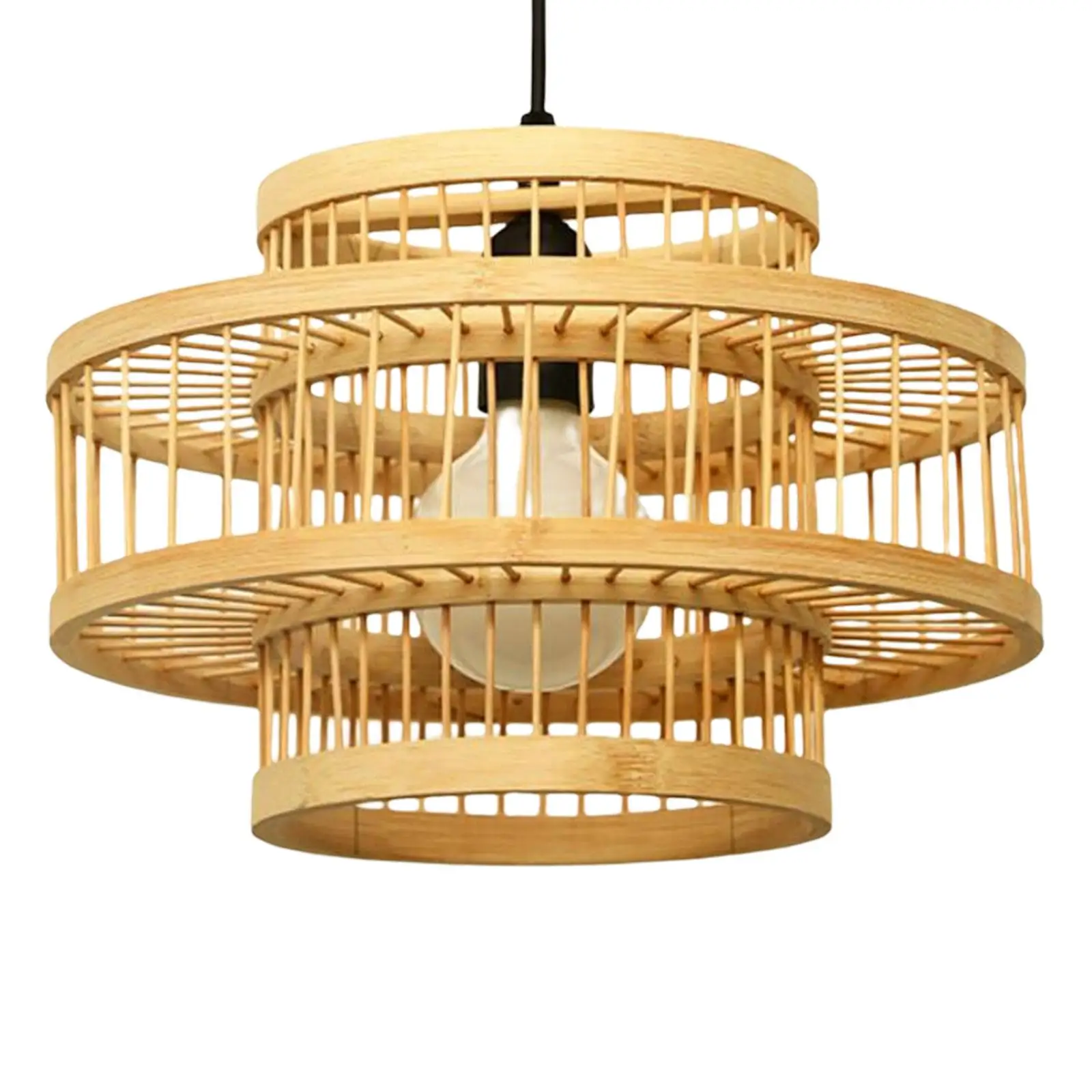 Woven Bamboo Lamp Shade Pendant Light Cover Vintage Style Chandelier Lampshade for Hotel Restaurant Living Room Decoration
