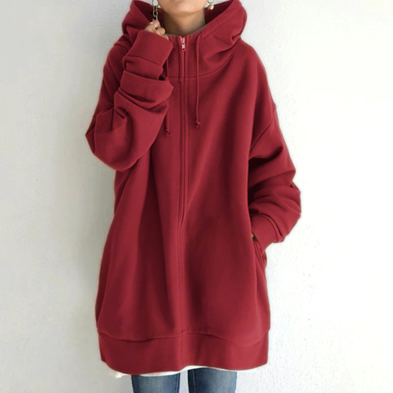 oversized manga longa com capuz jaqueta inverno