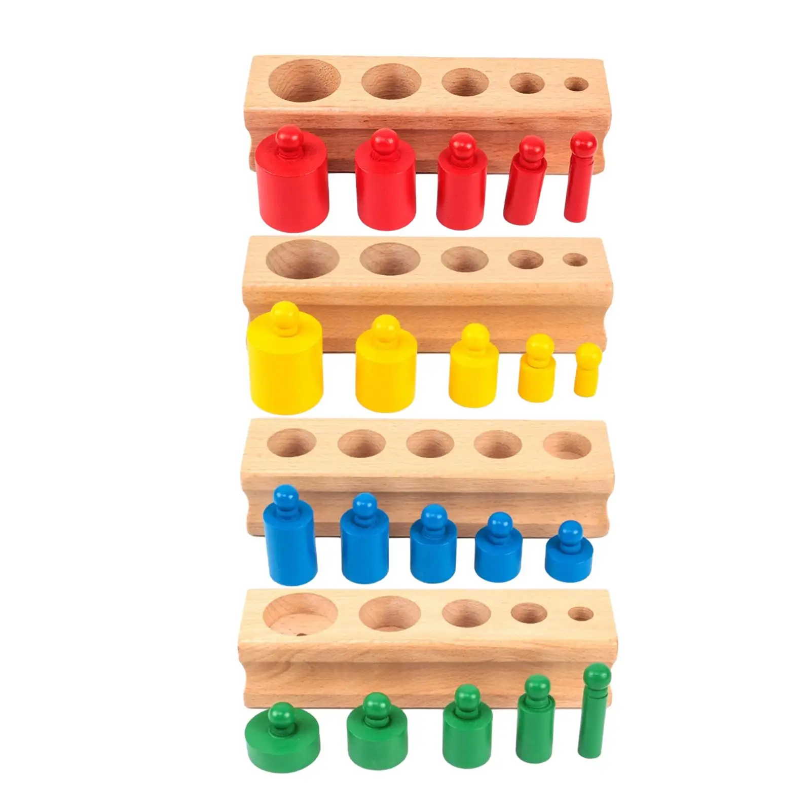 4Pcs Knobbed Cylinders Blocks Socket Montessori Toy Cylinder Ladder Blocks Sensory Toys for Home School Preschool Toys Childern