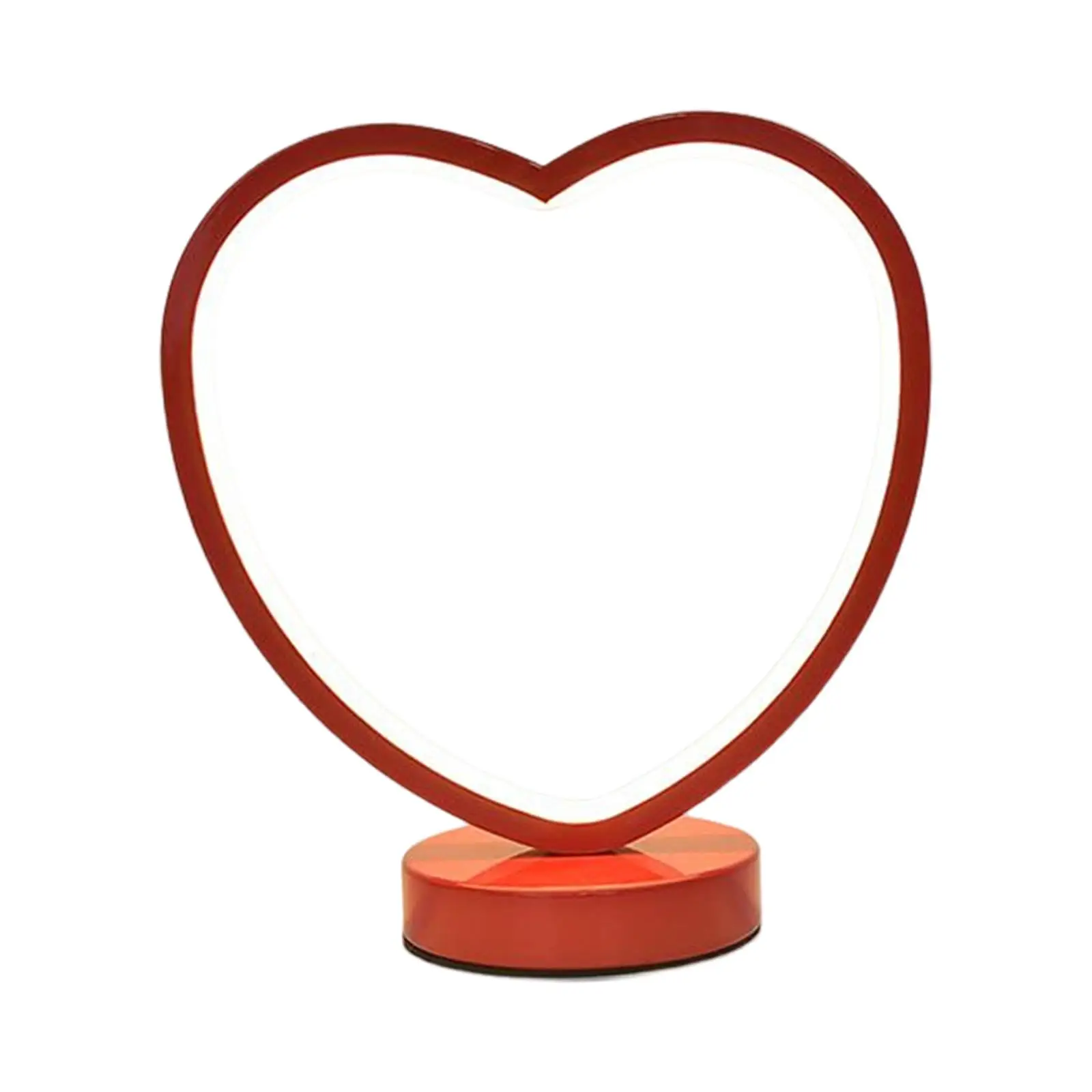 Heart Shaped Desk Light Decoration Red Frame Warm White Metal Table Lamp for NightStand Dining Room Bedroom Party New Year