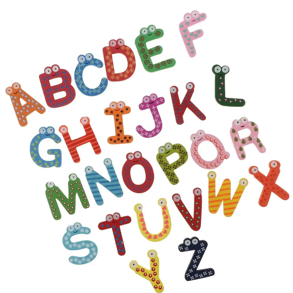 Wooden Magnetic Letters Alphabetic Fridge Magnet Alphabet Kid Education Toys