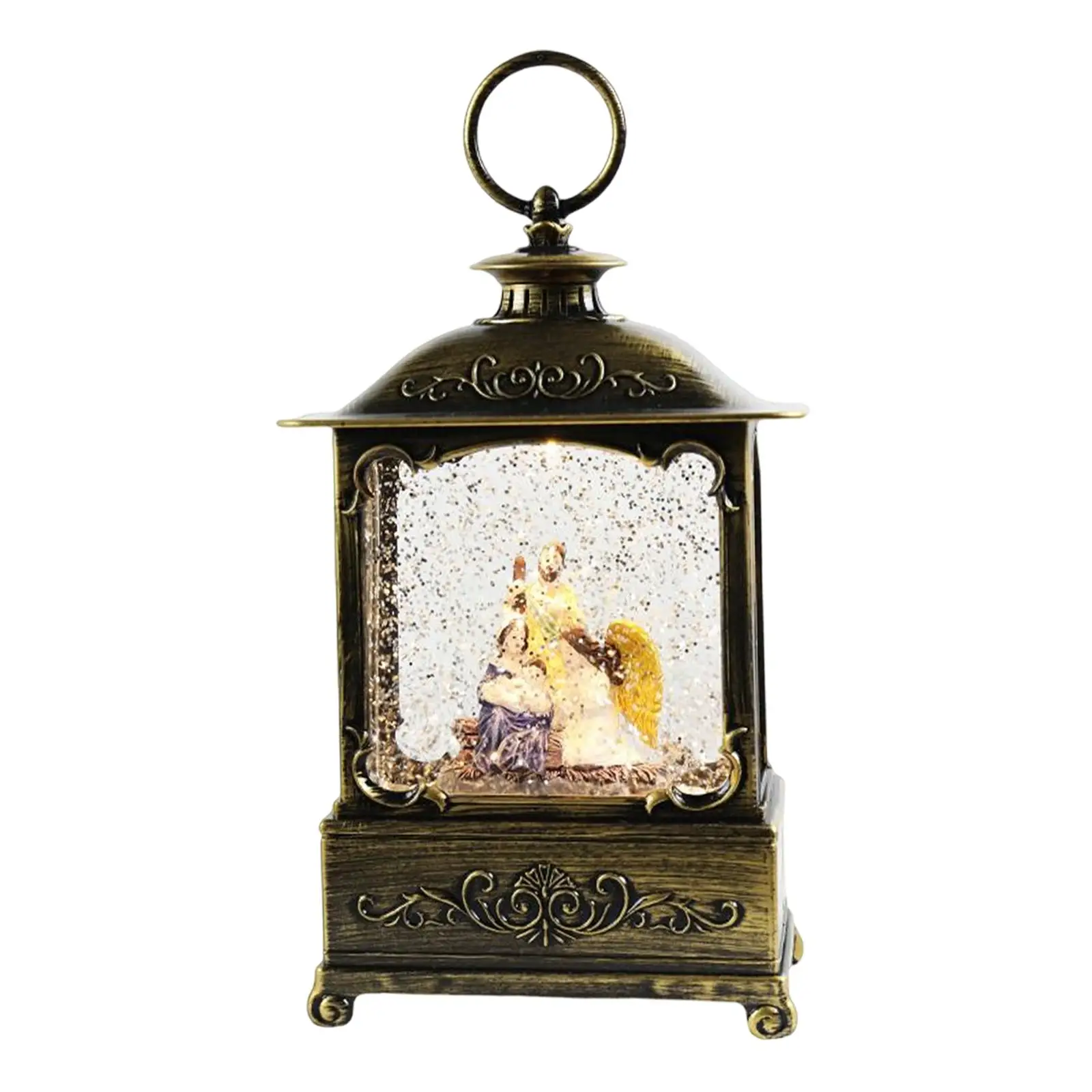 Christmas Music Box Lantern Rotatable Battery Operated Wind Lamp Ornament