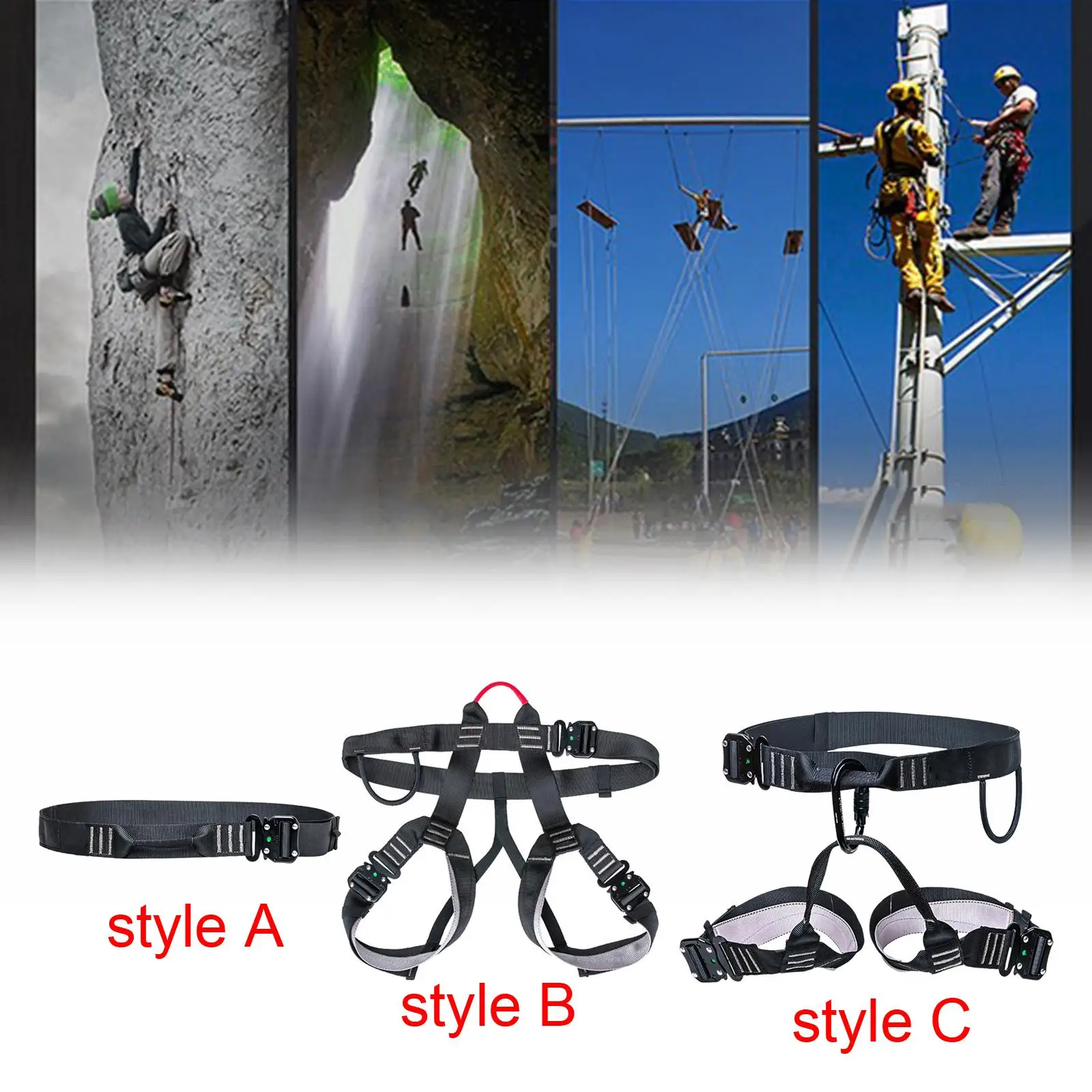 Waist Safety Harness Belaying Descender for Caving Tree Climbing Climbing