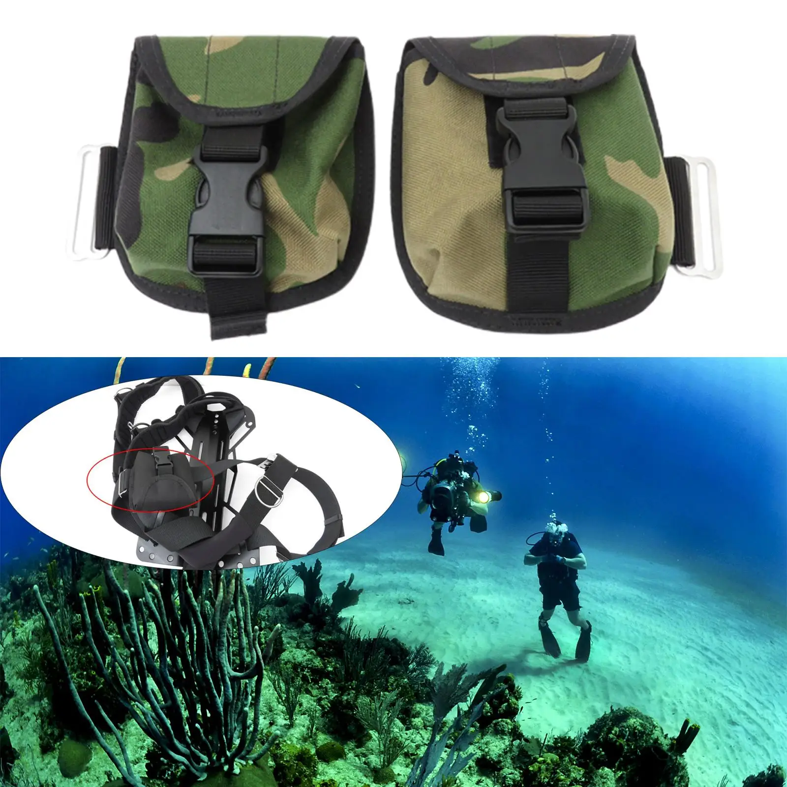 Scuba Pocket Weight Belt Scuba Diving Counter Weight Scuba Weight Pocket 2kg for Cave Wreck Outdoor Activities Scuba Diving