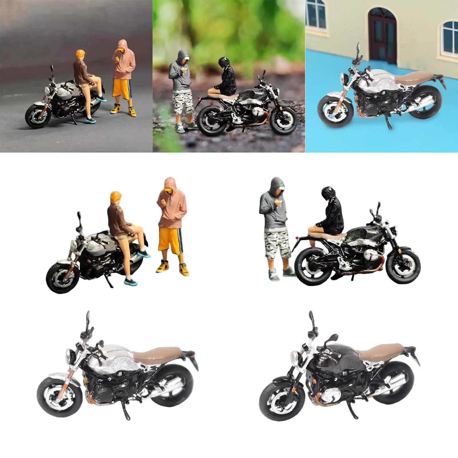 1/64 Figures Motorcycle Resin Doll Sand table Scene Miniature Scenes Desktop Ornament Tiny People Diorama Scenery Doll Figurines