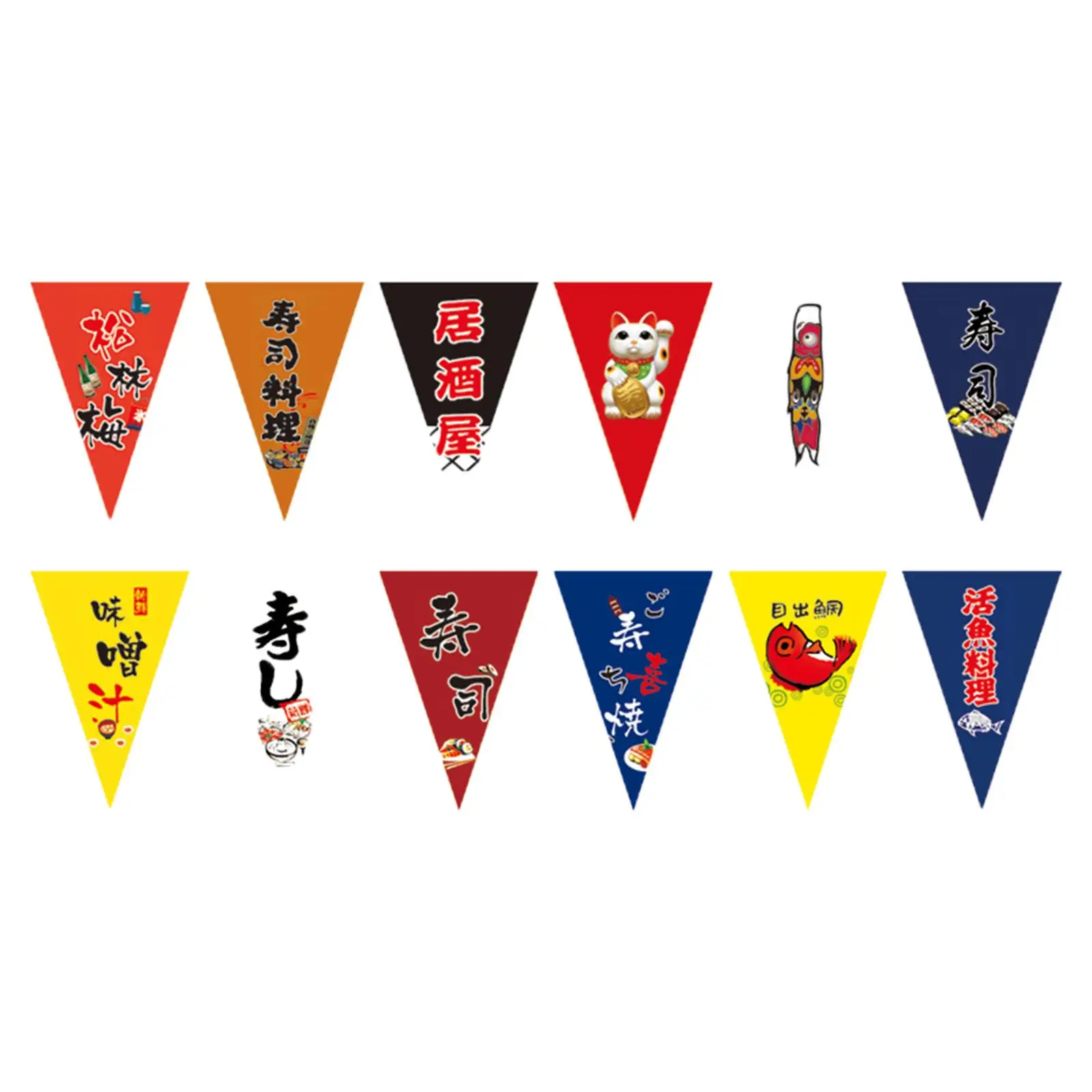 24 Flags Sushi Banner Triangle Flag Bunting for Festival Restaurant Sushi