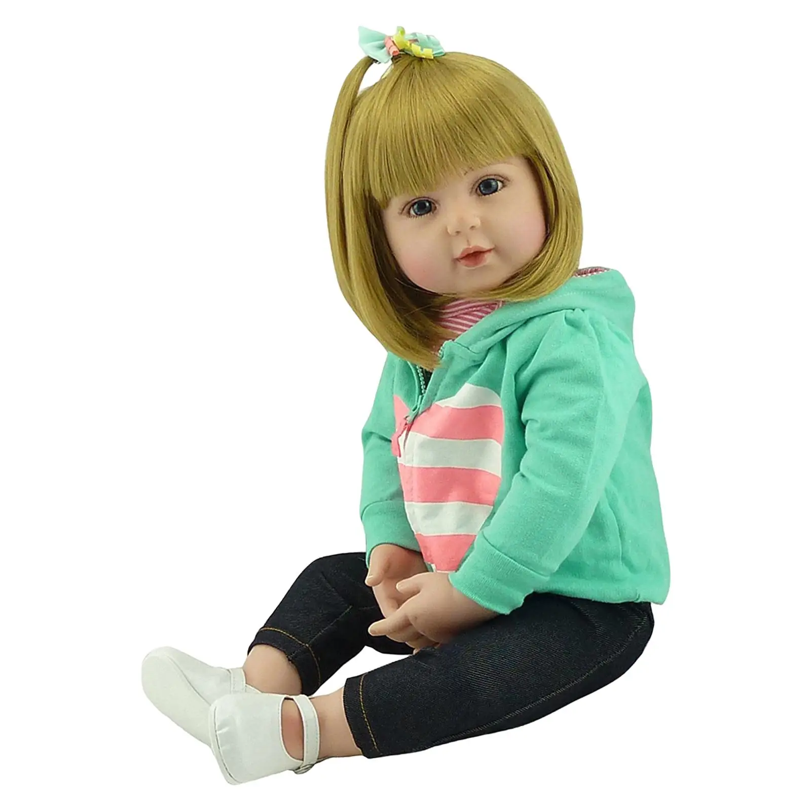 19 inch Baby Doll Lifelike with Movable Jointed Full Silicone Vinyl Body for Kids Preschool Role Playing