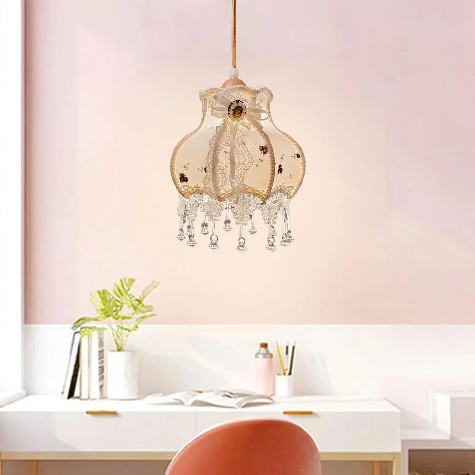 Hanging Pendant Light Shade Lampshade E27 Fabric Dome Lamp Shade for Living Room Bedroom Home Dining Room Hotel
