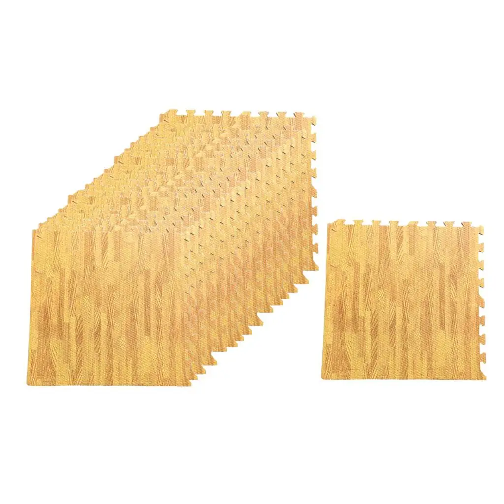 16 Pieces Interlocking Floor Mat EVA Foam Tiles Wood Grain Gym Exercise