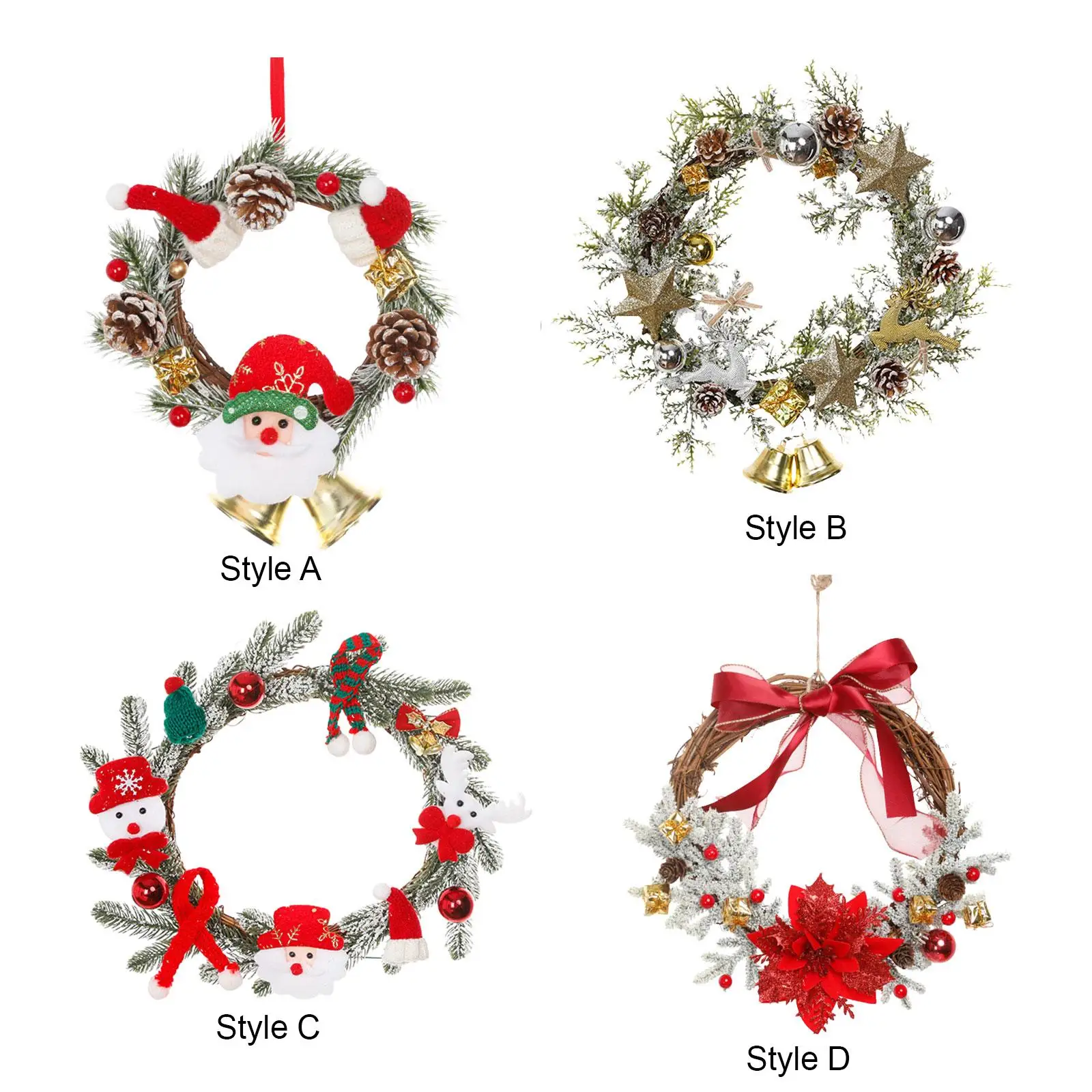 Christmas Wreath Christmas Garland Artificial Wreath Ornament Front Door Hanging Wreath for Porch Wall Home Farmhouse Decoration