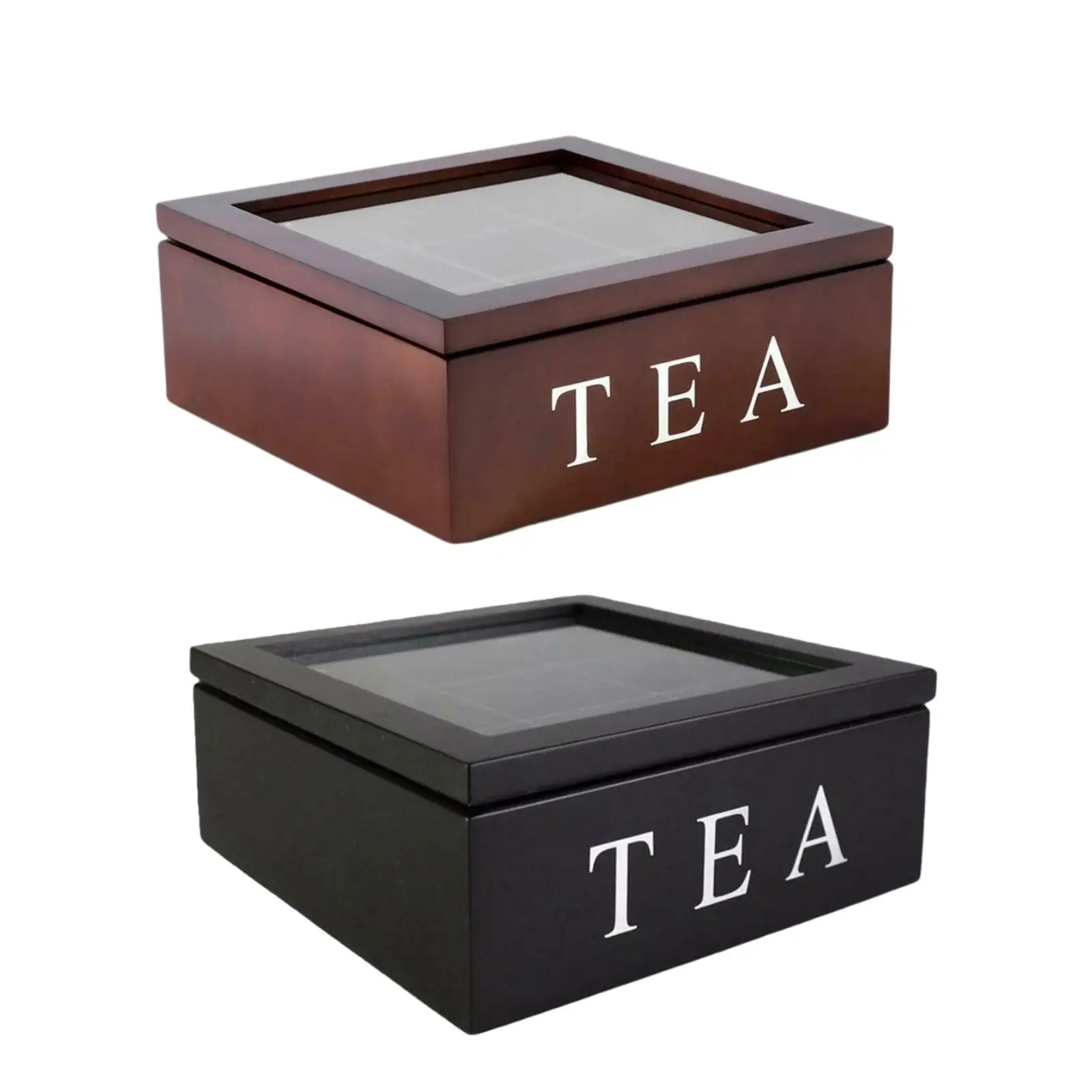   with Lid 9 Compartment Stackable  Cabinets Wooden Tea Box  Storage 