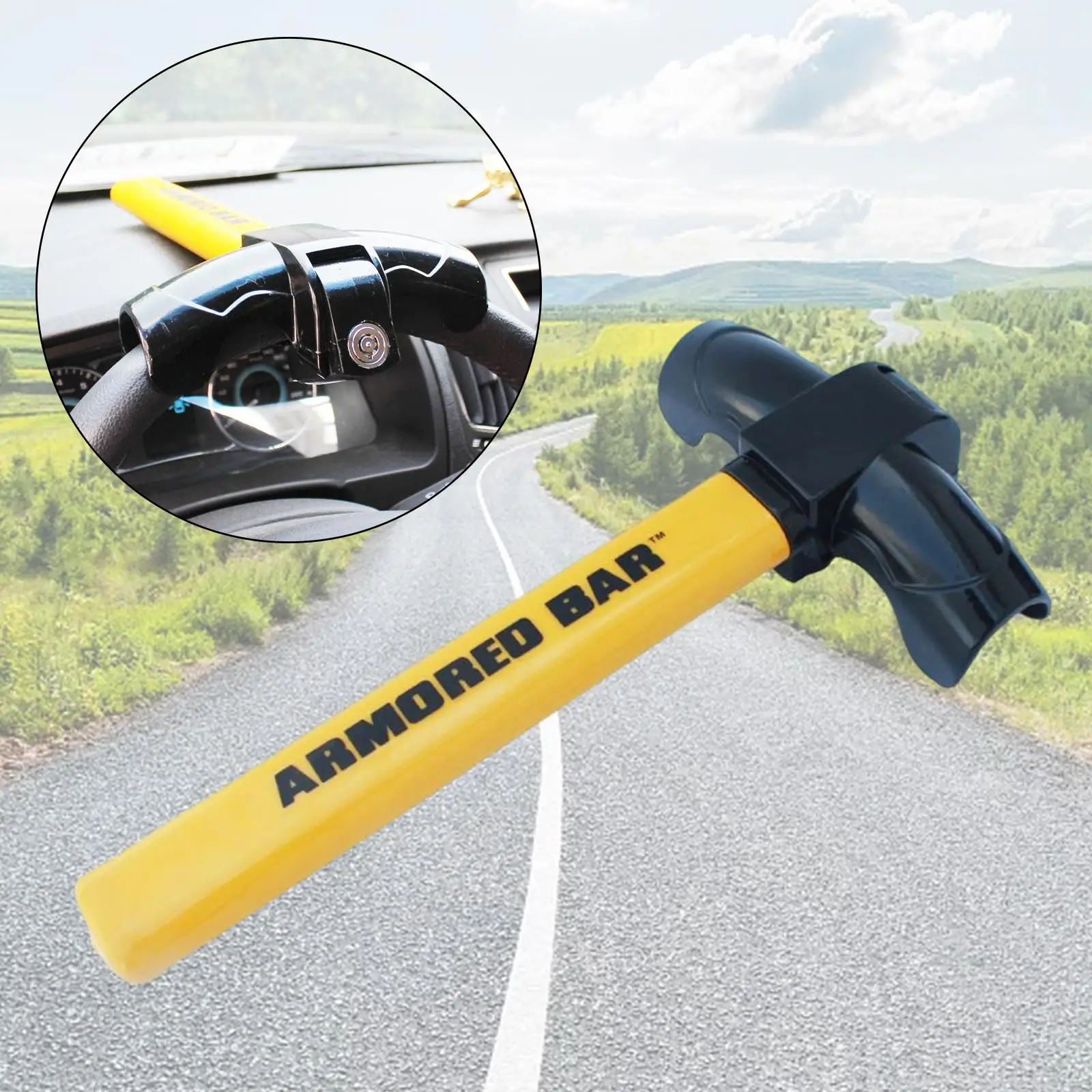 Auto Steering Wheel Lock with 2Pcs Keys Convenient T Shaped for Van SUV