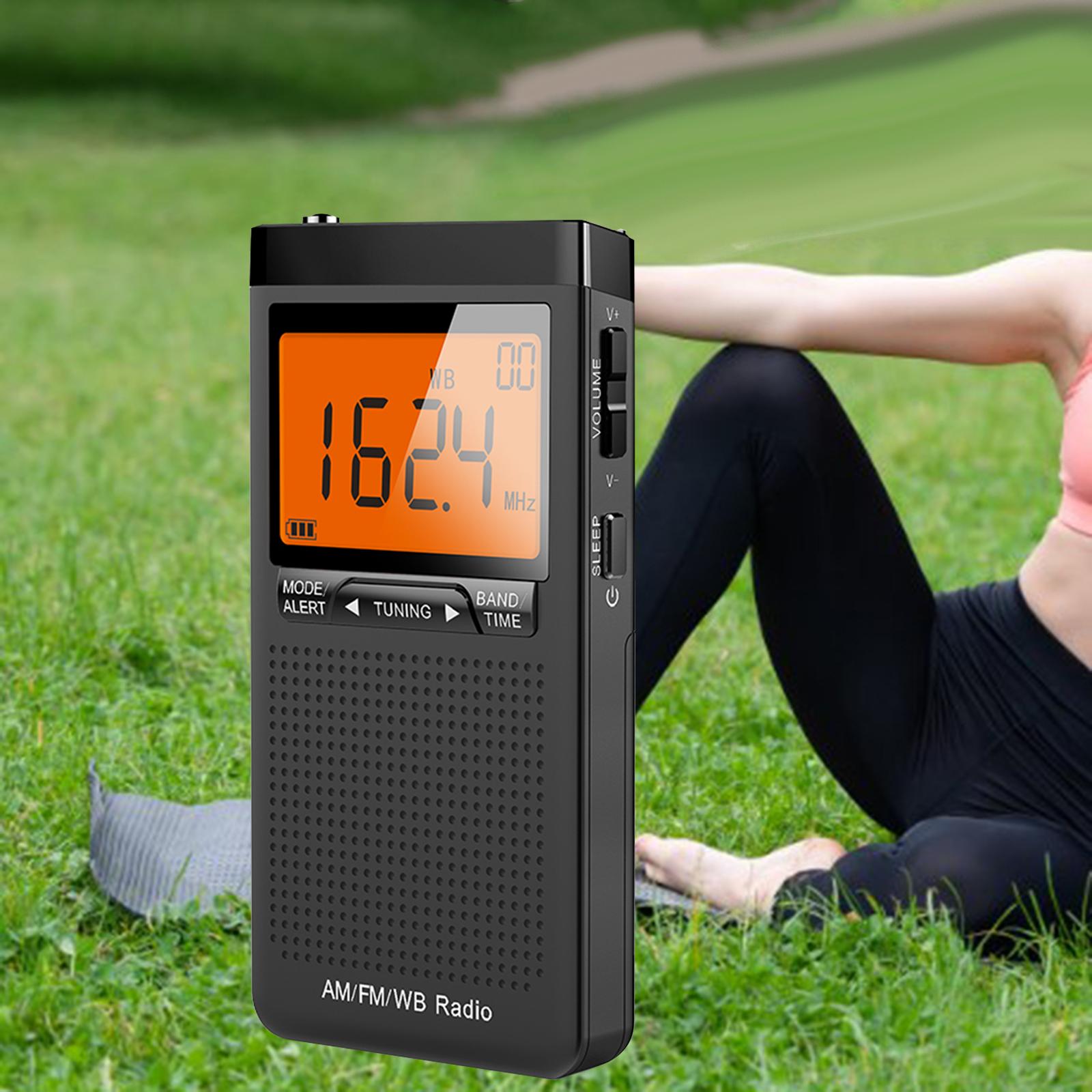 Portable Radio AM FM Mini 3.5mm Headphone Jack Good Reception Personal Radio Alarm Clock for Gym Jogging Indoor Outdoor Walking