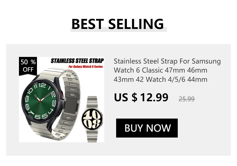 Stainless Steel Strap For Samsung Watch 6 Classic 47mm 46mm 43mm 42 Watch 4/5/6 44mm 40mm Metal band for Galaxy Watch 5 Pro 45mm