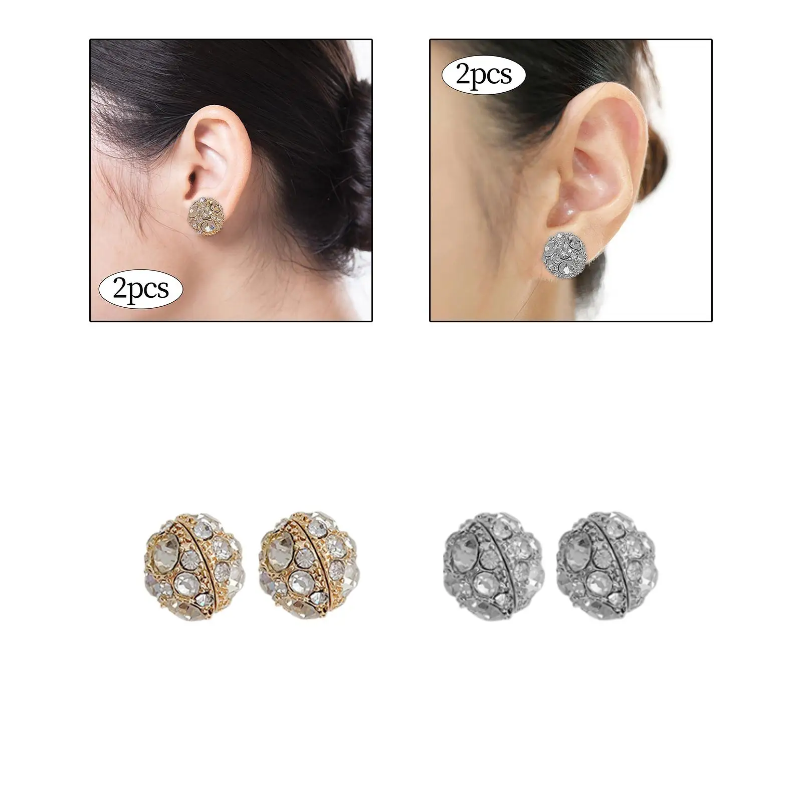 2x Magnetic Earrings Tiny Acupuncture Point Ear Stud for Party Birthday Girl
