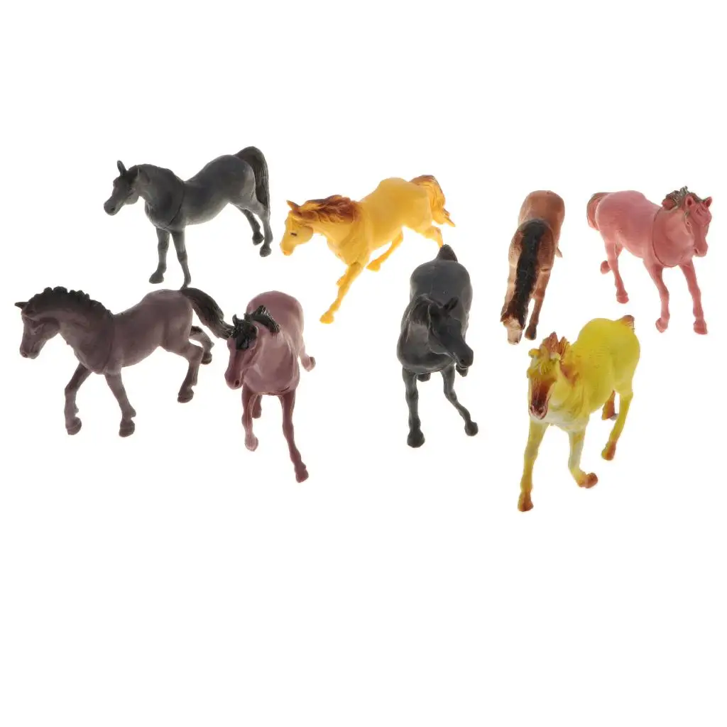 8 Pieces Realistic Plastic Zoo Animals Horse Model Kids Toy Party Favors