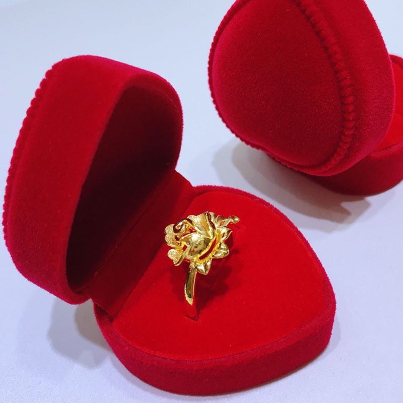Red Love Single Ring Box Pendant Box Ring Organizer Jewelry Gift Storage for Wedding Proposal Engagement Ceremony