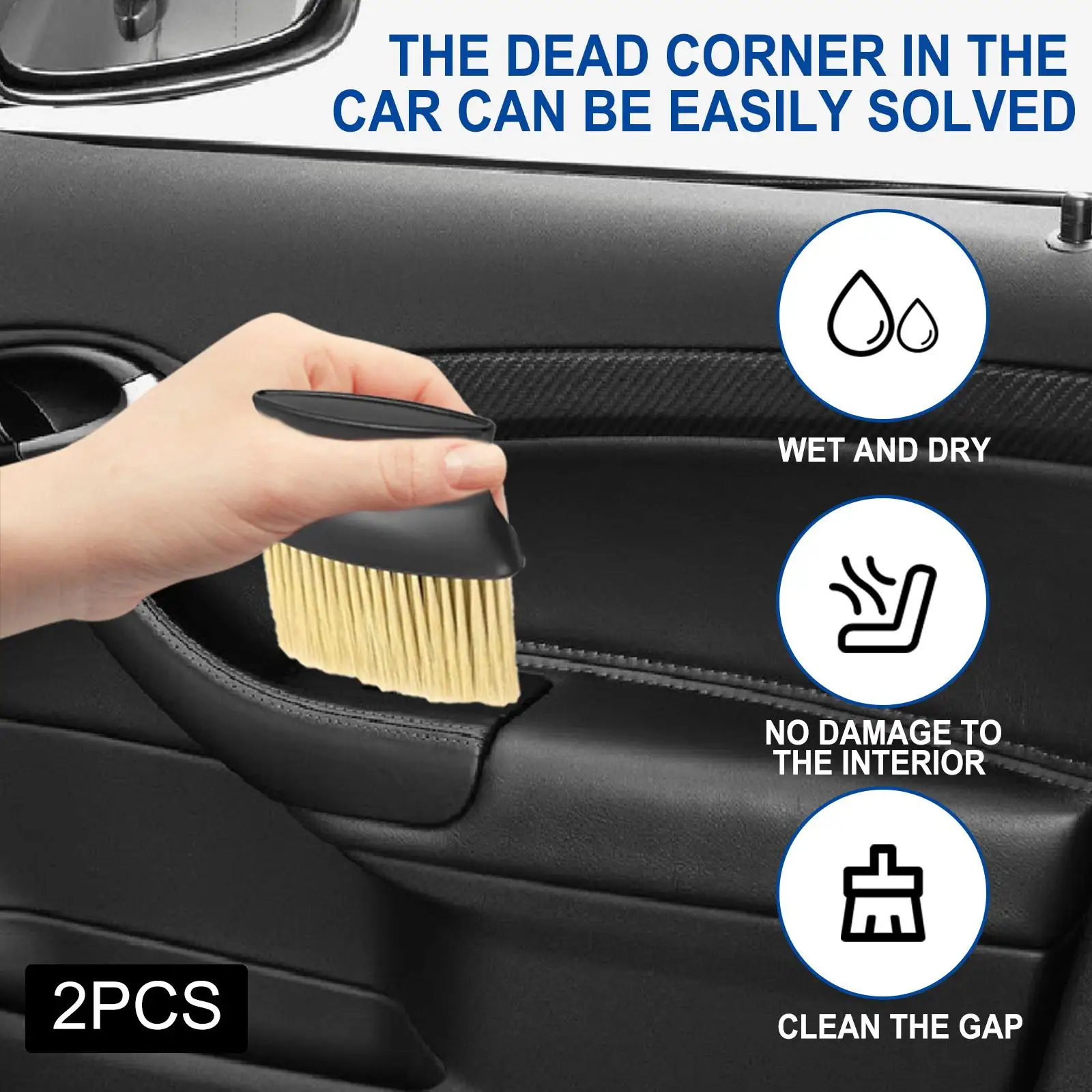 2Pcs Detailing Brushes Auto Interior Dust Brush for Dashboard Computer Interior or Exterior Air Vent